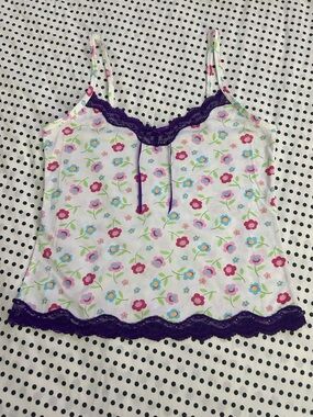Floral lace trim cami Trim